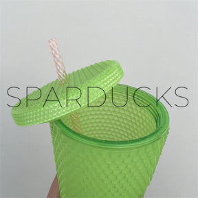 PT GID green studded cup with random straw
