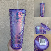 24oz Taiwan Purple Scales Plastic Cold Cup