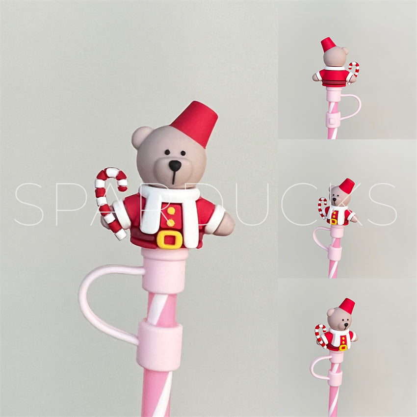 7mm Cute Straw Topper *Santa Bear