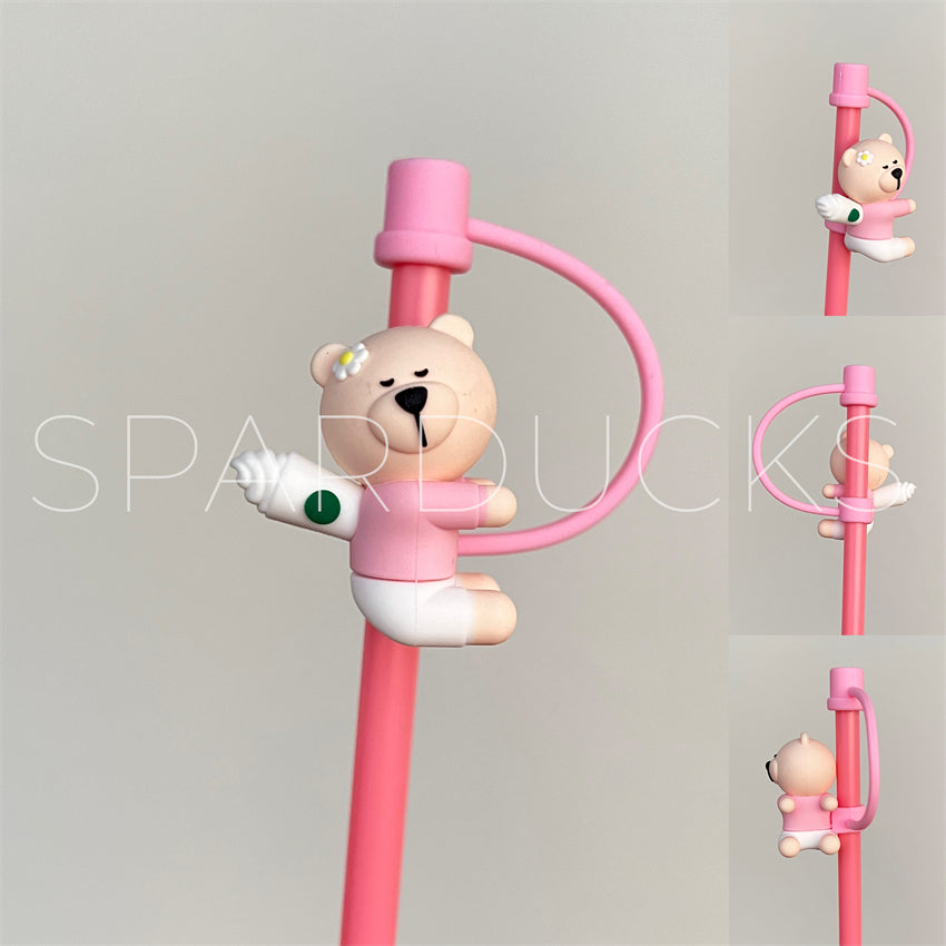 7mm Cute Straw Topper *Pink Baer
