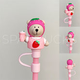 7mm Cute Straw Topper *Strawberry Bear