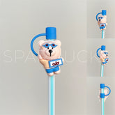 7mm Cute Straw Topper *Blue Glasses