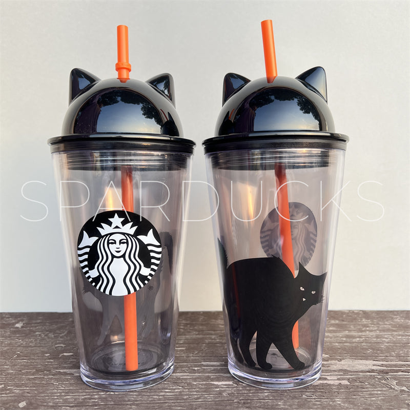 16oz UK Black Cat Plastic Cup