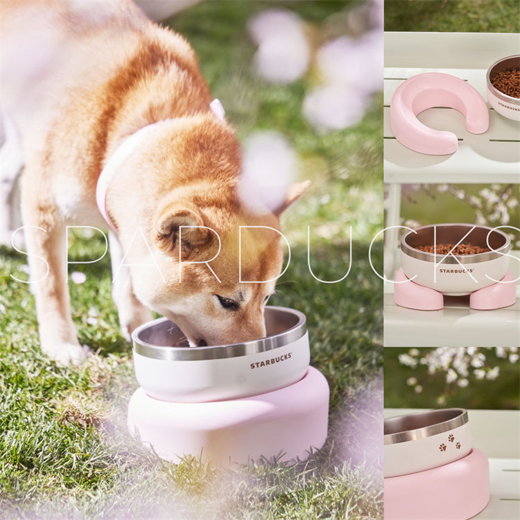 China Pink Sakura Stainless Pet Bowl