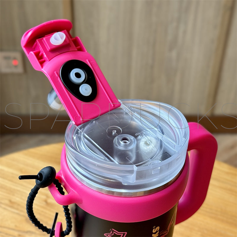 43oz Pink Heart Stainless Cup with Handle