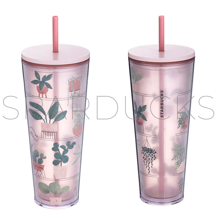 24oz Taiwan Summer Plant Plastic Cold Cup