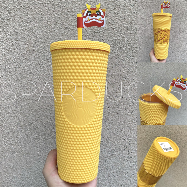 24oz Indonesia Matte Yellow Studded Cup