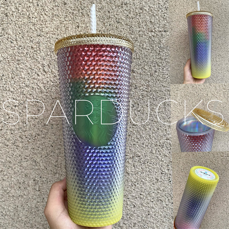 24oz China Love Rainbow Studded Cold Cup