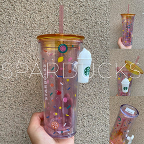 16oz Japan Fruit Glitter Plastic Straw Cup