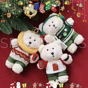 China X'mas Plush Bear Ornament Keychian