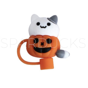 7mm Cute Straw Topper *Halloween Pumpkin Cat