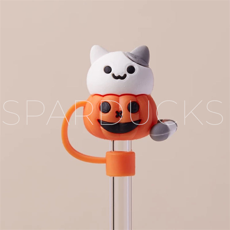 7mm Cute Straw Topper *Halloween Pumpkin Cat