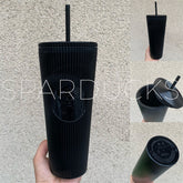 24oz Black Pleated Plastic Cup