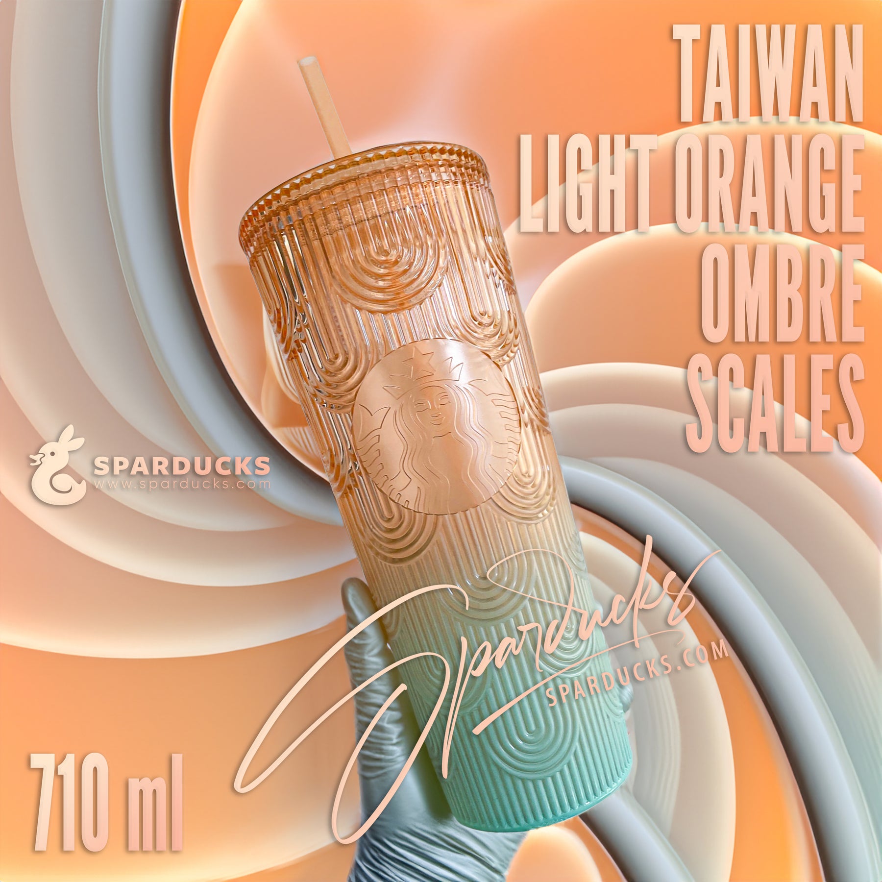 24oz Taiwan Light Orange Ombre Scales Cold Cup