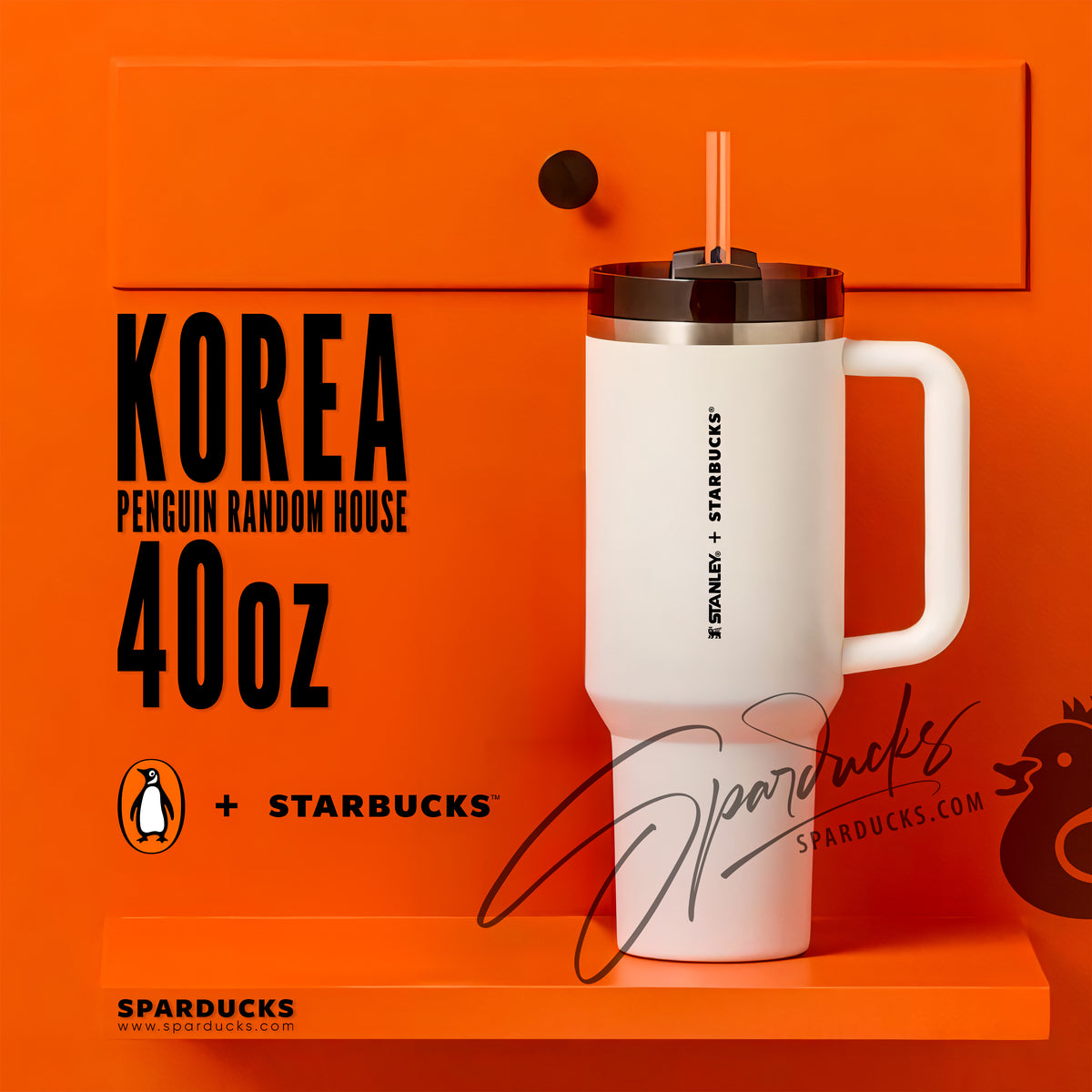 40oz Korea Co-branded White Stanley Cup