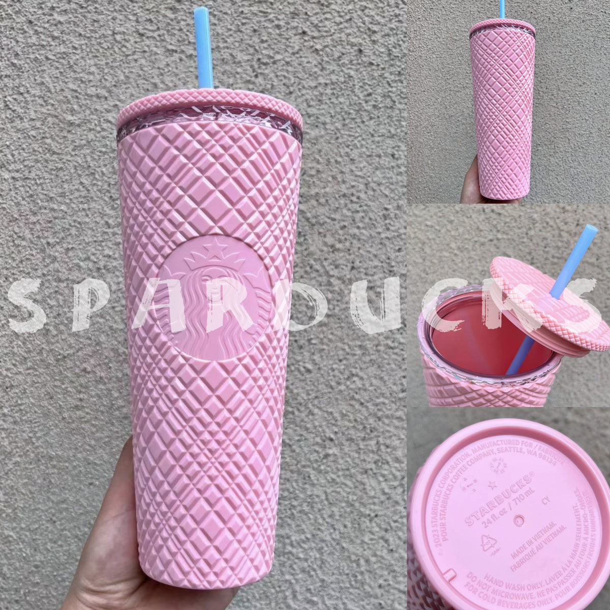 24oz Pink Jewelled Plastic Cup