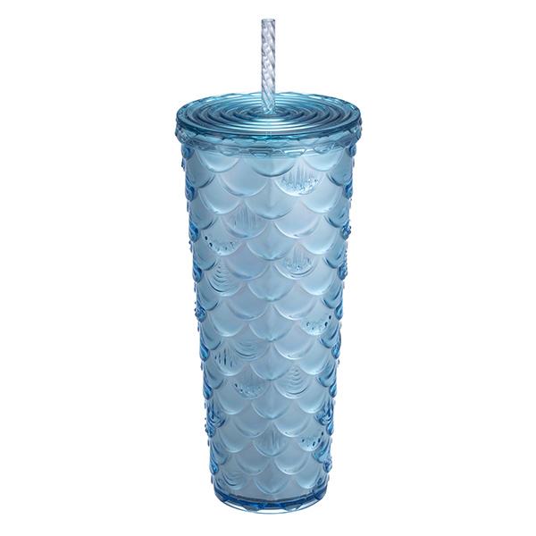 24oz Taiwan Blue Scales Plastic Cold Cup