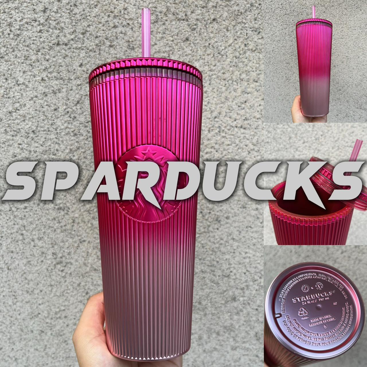 24oz Pink Pleated Cup with DEFECT