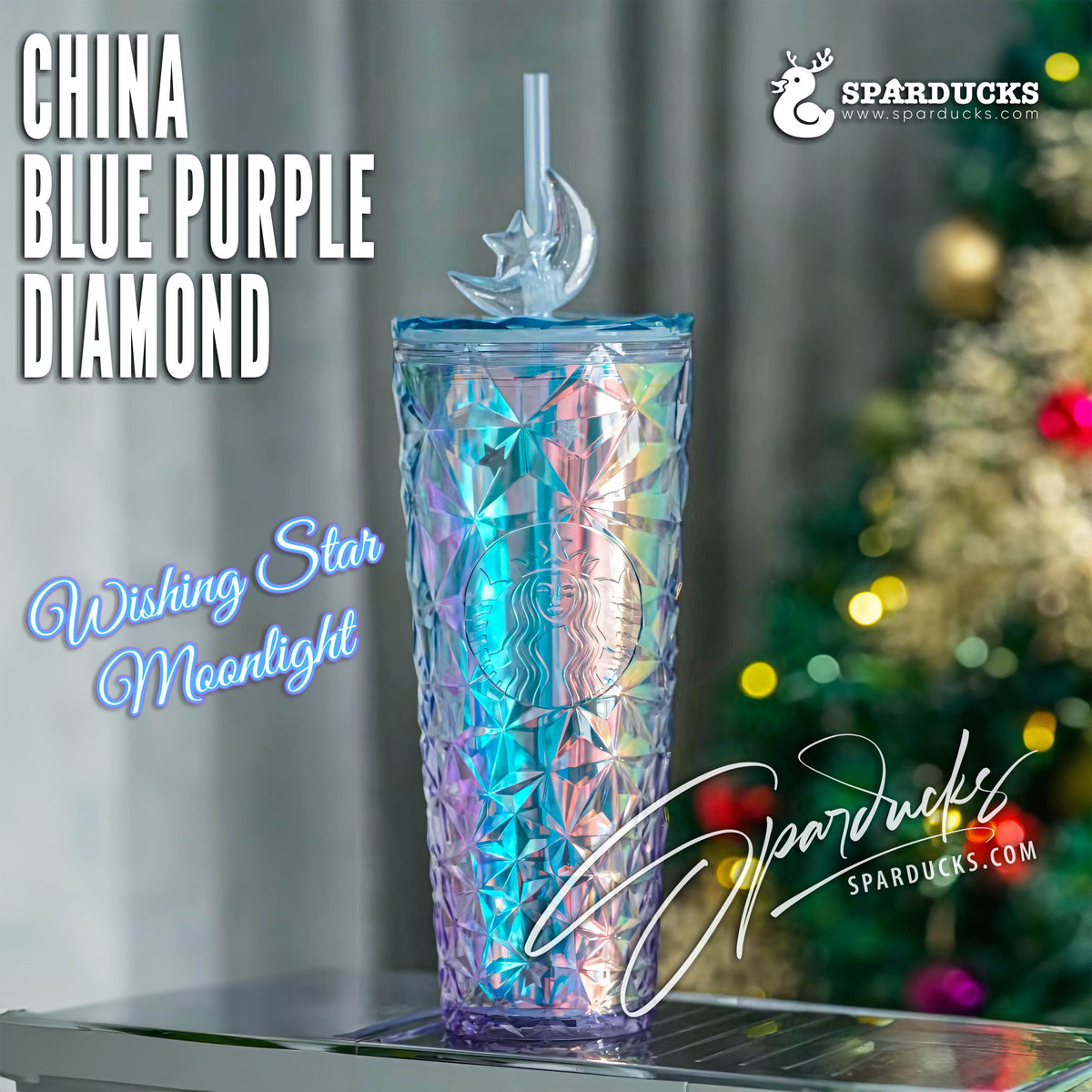 24oz China Blue Purple Star Moon Prism Cup