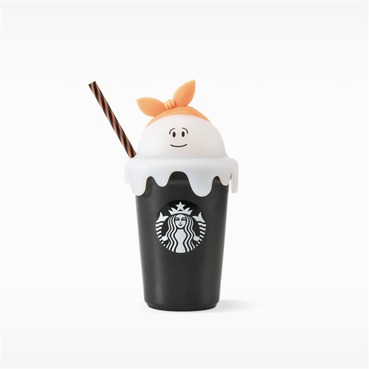 16oz Halloween Ceramic Black Cup with Straw