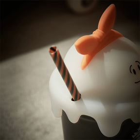 16oz Halloween Ceramic Black Cup with Straw