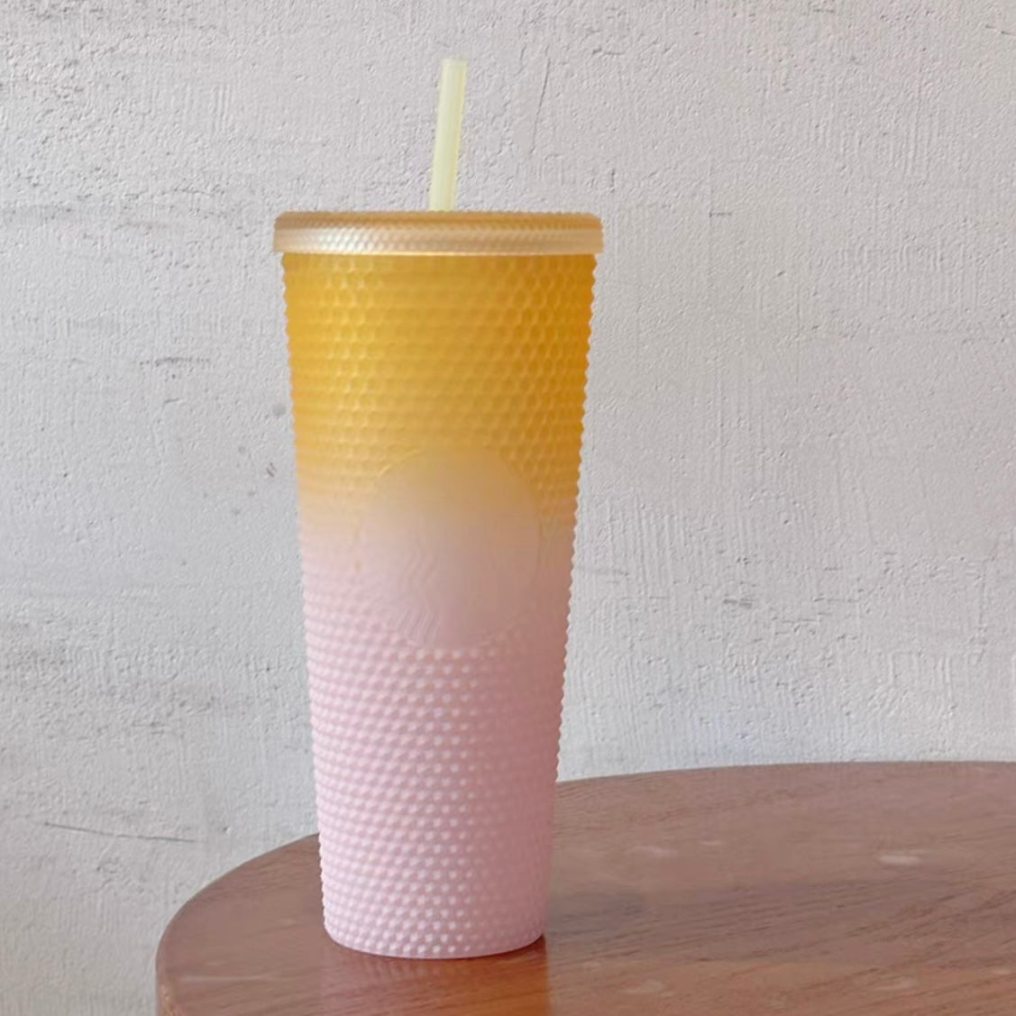 24oz China Jelly Yellow Pink Studded Cup