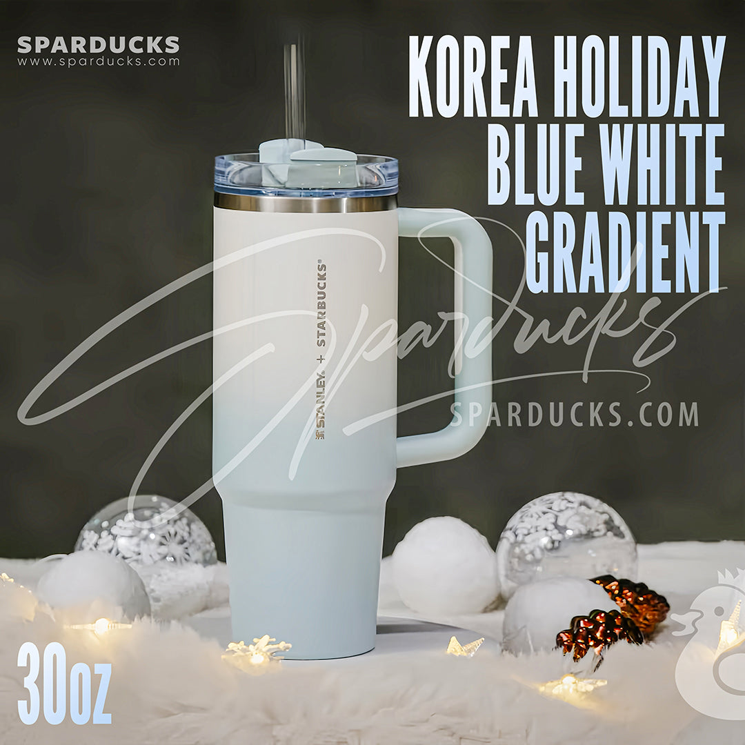 30oz Korea Holiday Blue White Stanley Cup 2024