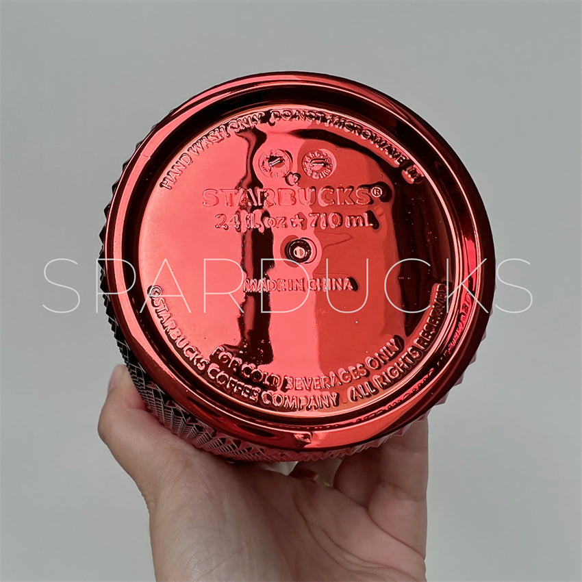 24oz CUSTOM Red Electroplated Studded Tumbler