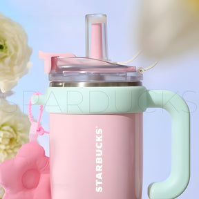 43oz Pink Spring Floral Stainless Cup with Handle