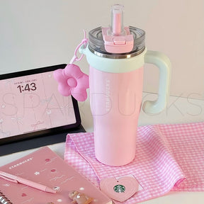 43oz Pink Spring Floral Stainless Cup with Handle