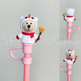 7mm Cute Straw Topper *Snowbear