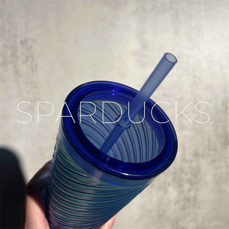 18oz Blue Glass With Straw