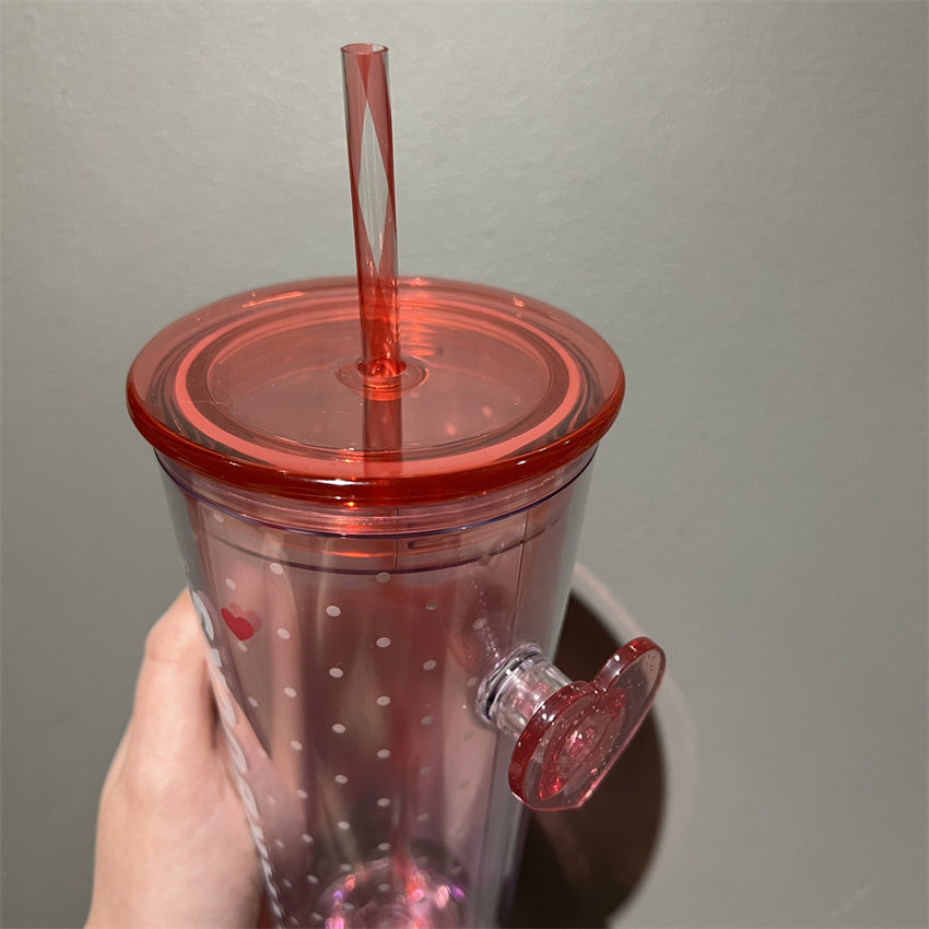 16oz Korea Valentine Heart Plastic Cold Cup