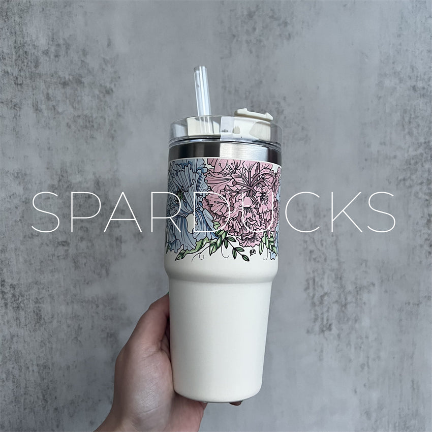 Matte White Flower SS Tumbler