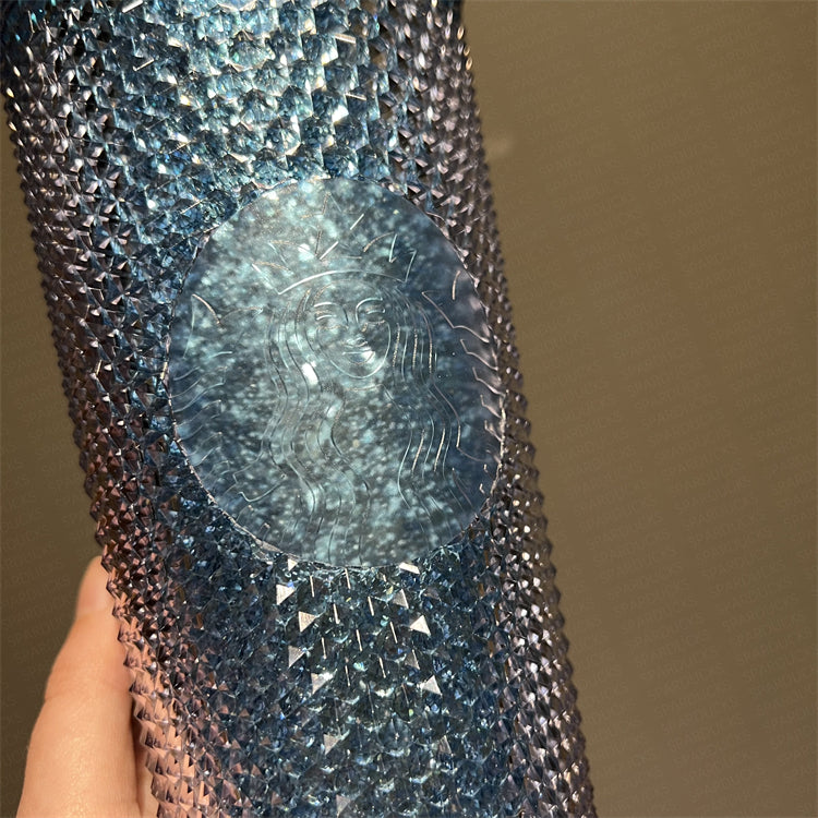 24oz Korea 2021 Valentine Blue Glitter+Pink Glitter Studded Cups