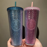 24oz Korea 2021 Valentine Blue Glitter+Pink Glitter Studded Cups
