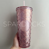 24oz China Pink Gradient Scales Plastic Cold Cup