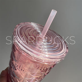 24oz China Pink Gradient Scales Plastic Cold Cup