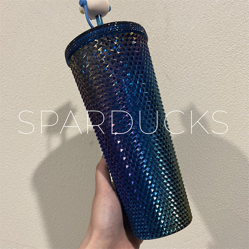24oz Taiwan Oil Slick Studded Cup with Topper