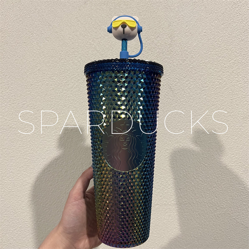 24oz Taiwan Oil Slick Studded Cup with Topper