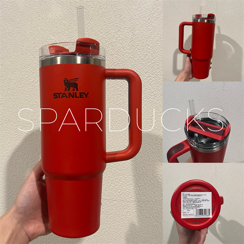 40oz Brick-red SS Tumbler with Straw – SPARDUCKS