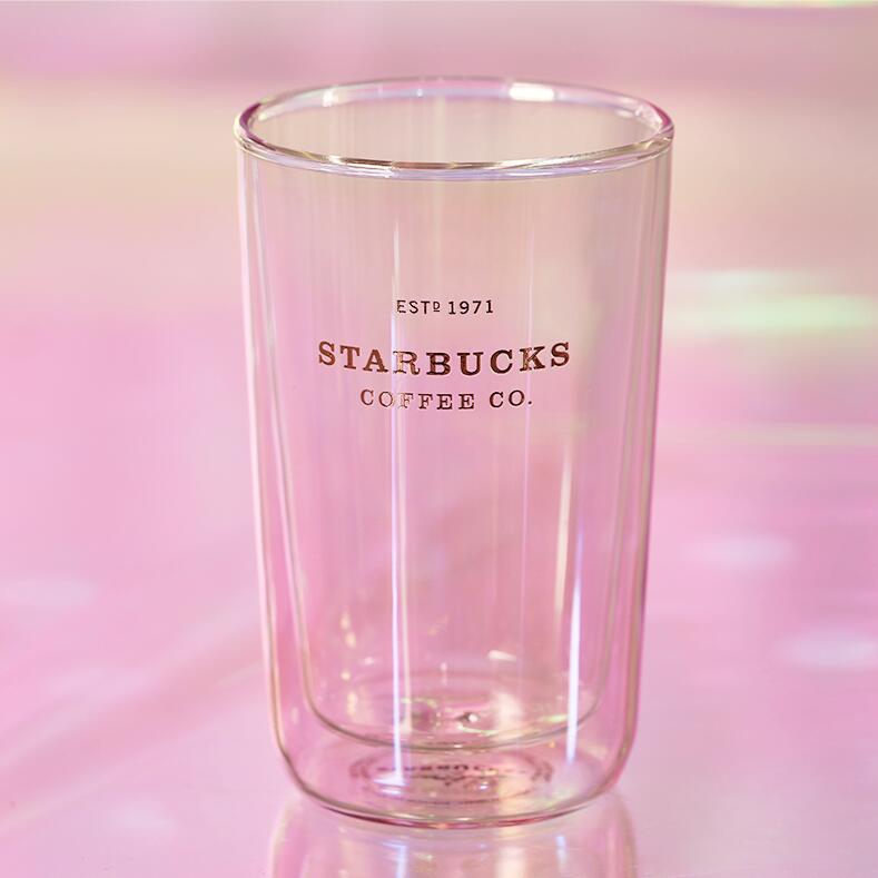 12oz China Pale Rose Pink Gradient Double Wall Glass