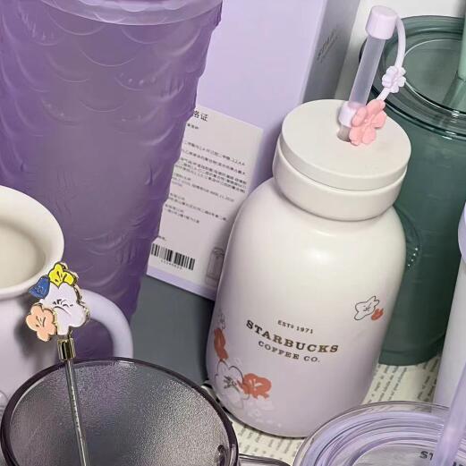 14oz China Purpe Ceramic Bottle with Straw Topper