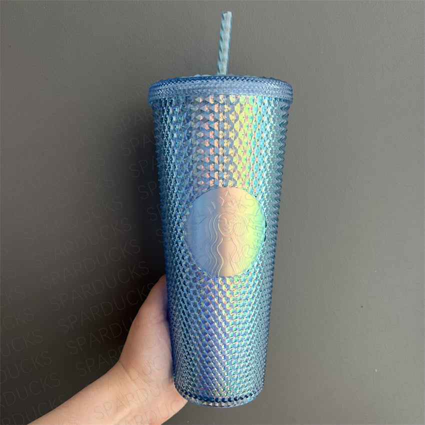 24oz Thailand Baby Blue Bling Studded Cold Cup