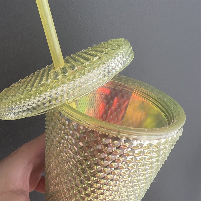 16oz Thailand Yellow Sunrise Bling Studded Cold Cup