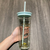 20oz China Mint Glitter Sequins Double Wall Glass