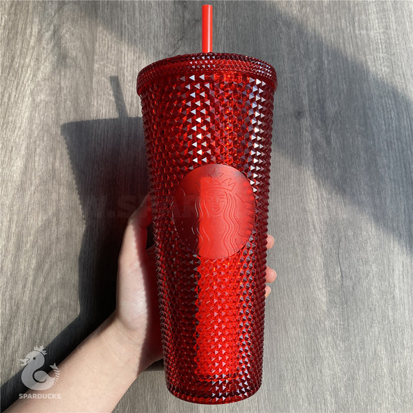 Starbucks China Red Diamond Inlaid Tumbler Cup 24oz Cold Water Cup