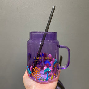 18oz China Halloween Purple Mason Mushroom Glass Cup