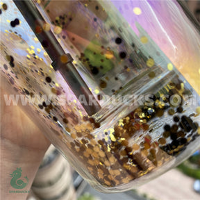 20oz China Gold Glitter Sequins Double Wall Glass