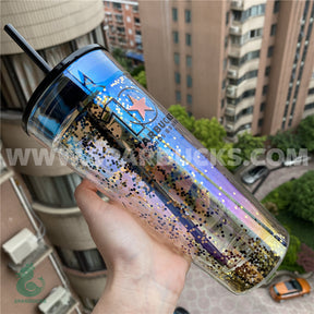 20oz China Gold Glitter Sequins Double Wall Glass